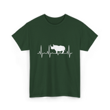 Rhino Heartbeat Rhino Wildlife T-Shirt - Forest Green