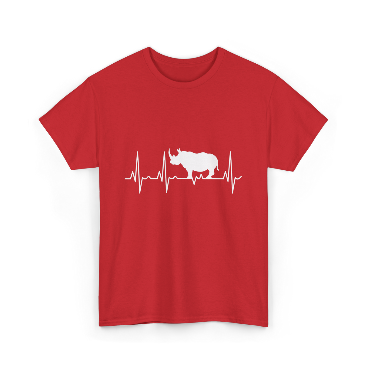 Rhino Heartbeat Rhino Wildlife T-Shirt - Red