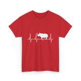 Rhino Heartbeat Rhino Wildlife T-Shirt - Red