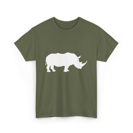 Rhino Silhouette Wildlife Conservation T-Shirt - Military Green