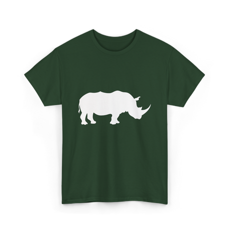 Rhino Silhouette Wildlife Conservation T-Shirt - Forest Green