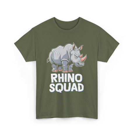 Rhino Squad Rhinoceros Wildlife T-Shirt - Military Green