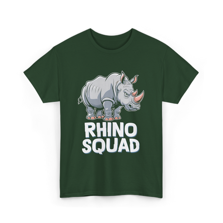 Rhino Squad Rhinoceros Wildlife T-Shirt - Forest Green