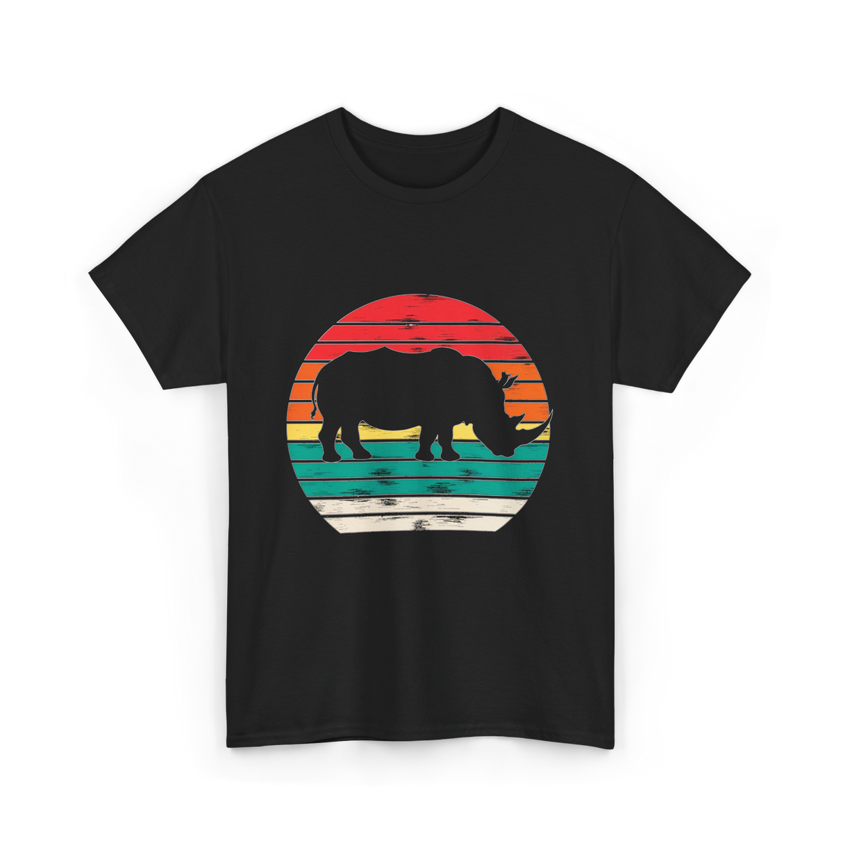 Rhino Sunset Wildlife Conservation T-Shirt - Black