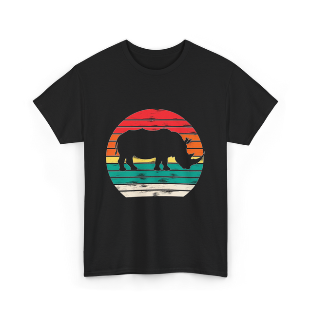 Rhino Sunset Wildlife Conservation T-Shirt - Black