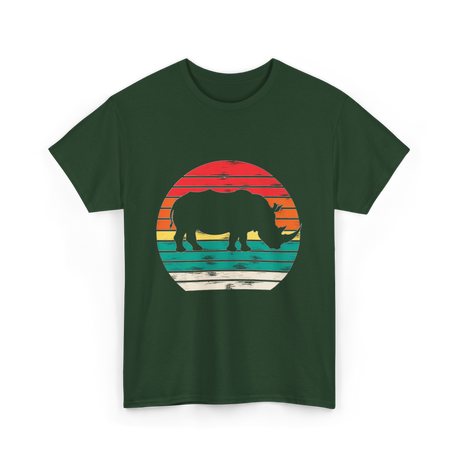 Rhino Sunset Wildlife Conservation T-Shirt - Forest Green