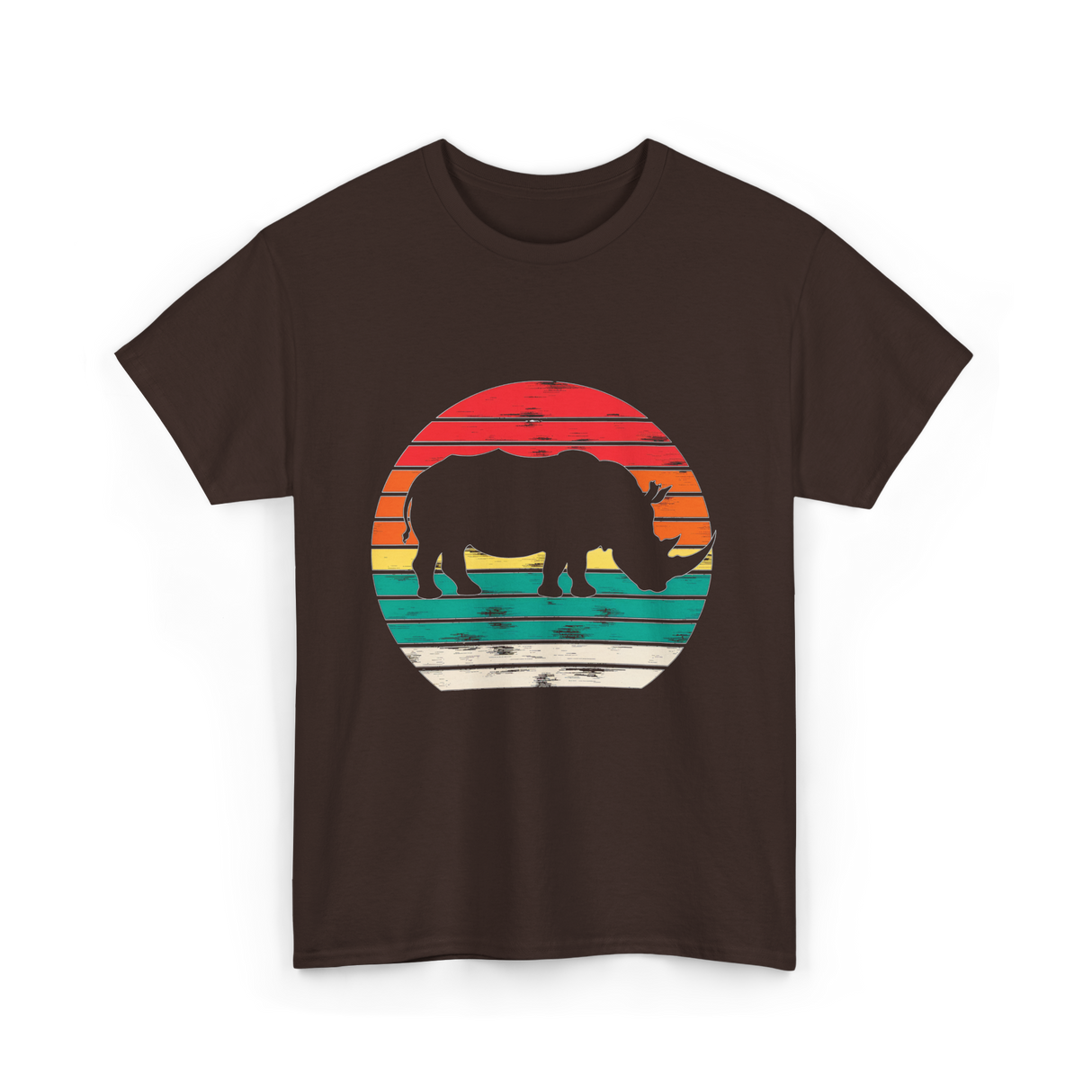 Rhino Sunset Wildlife Conservation T-Shirt - Dark Chocolate