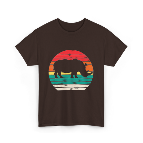 Rhino Sunset Wildlife Conservation T-Shirt - Dark Chocolate