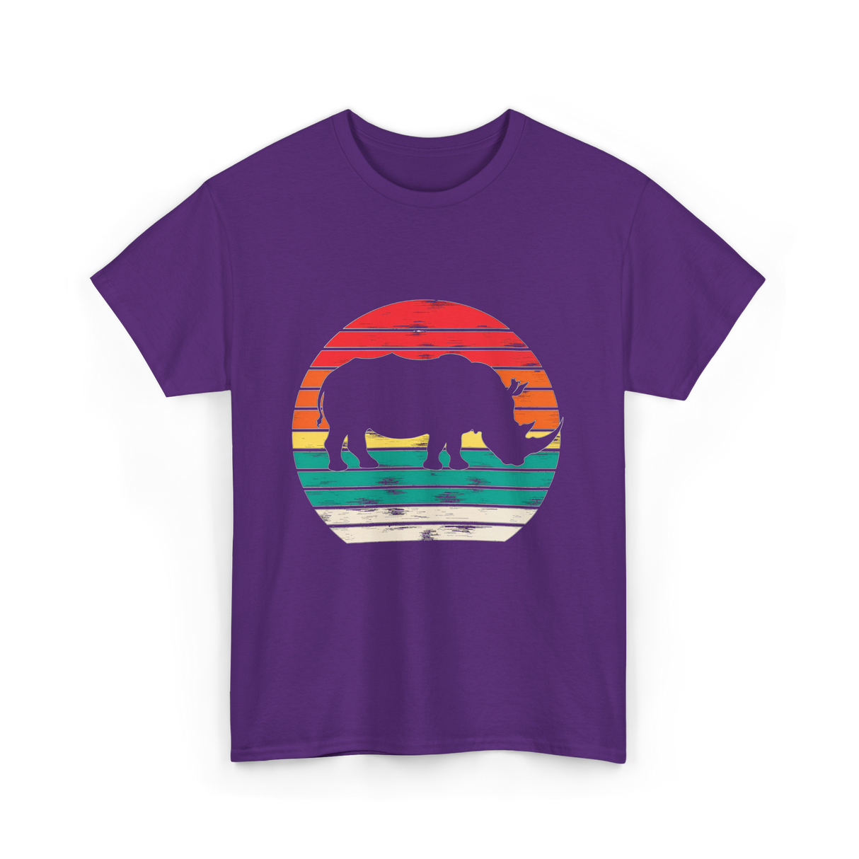 Rhino Sunset Wildlife Conservation T-Shirt - Purple