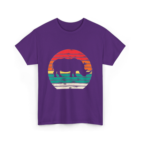 Rhino Sunset Wildlife Conservation T-Shirt - Purple