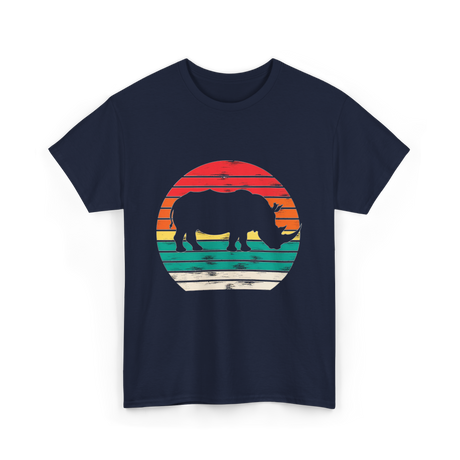 Rhino Sunset Wildlife Conservation T-Shirt - Navy