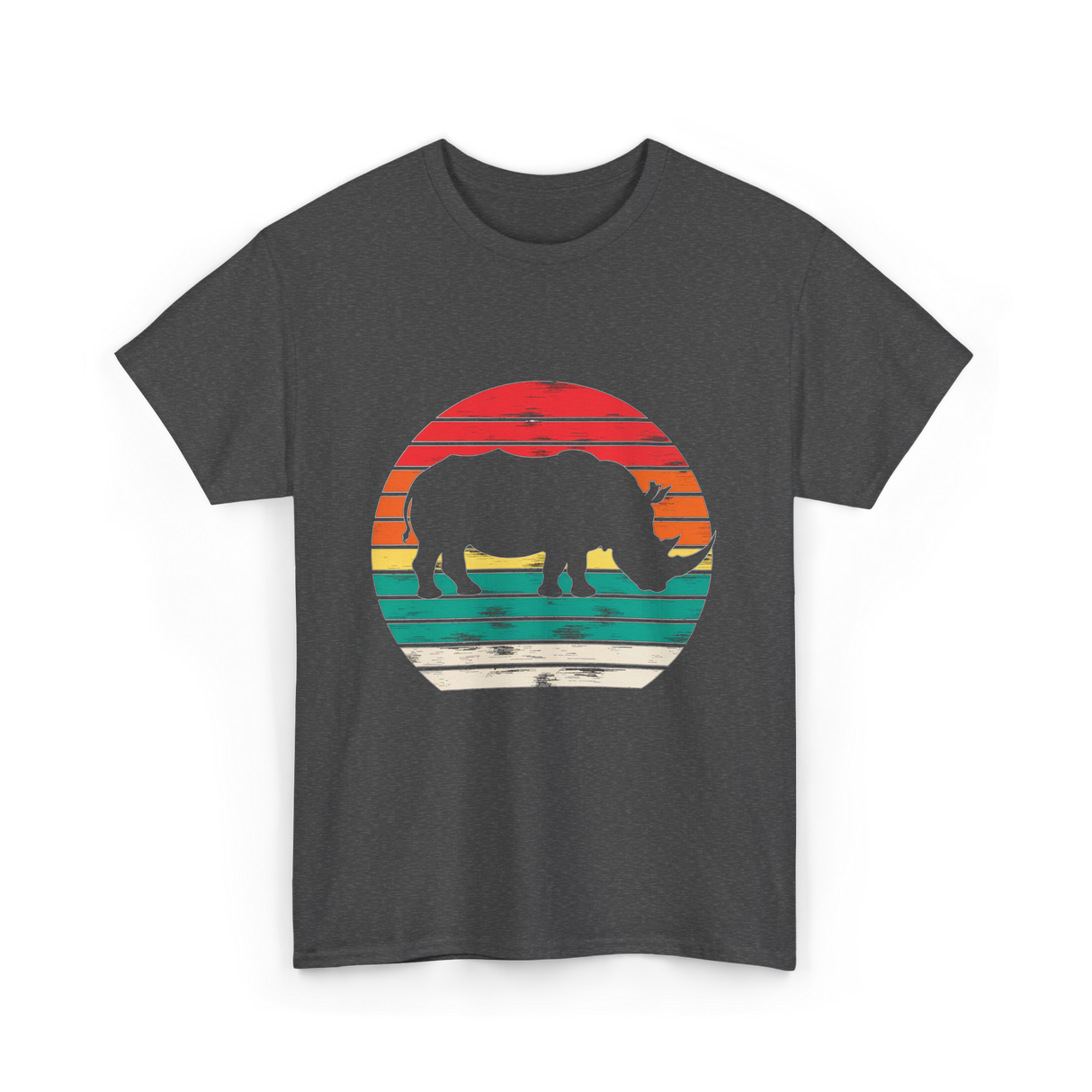 Rhino Sunset Wildlife Conservation T-Shirt - Dark Heather