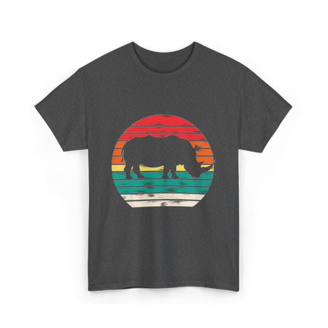 Rhino Sunset Wildlife Conservation T-Shirt - Dark Heather