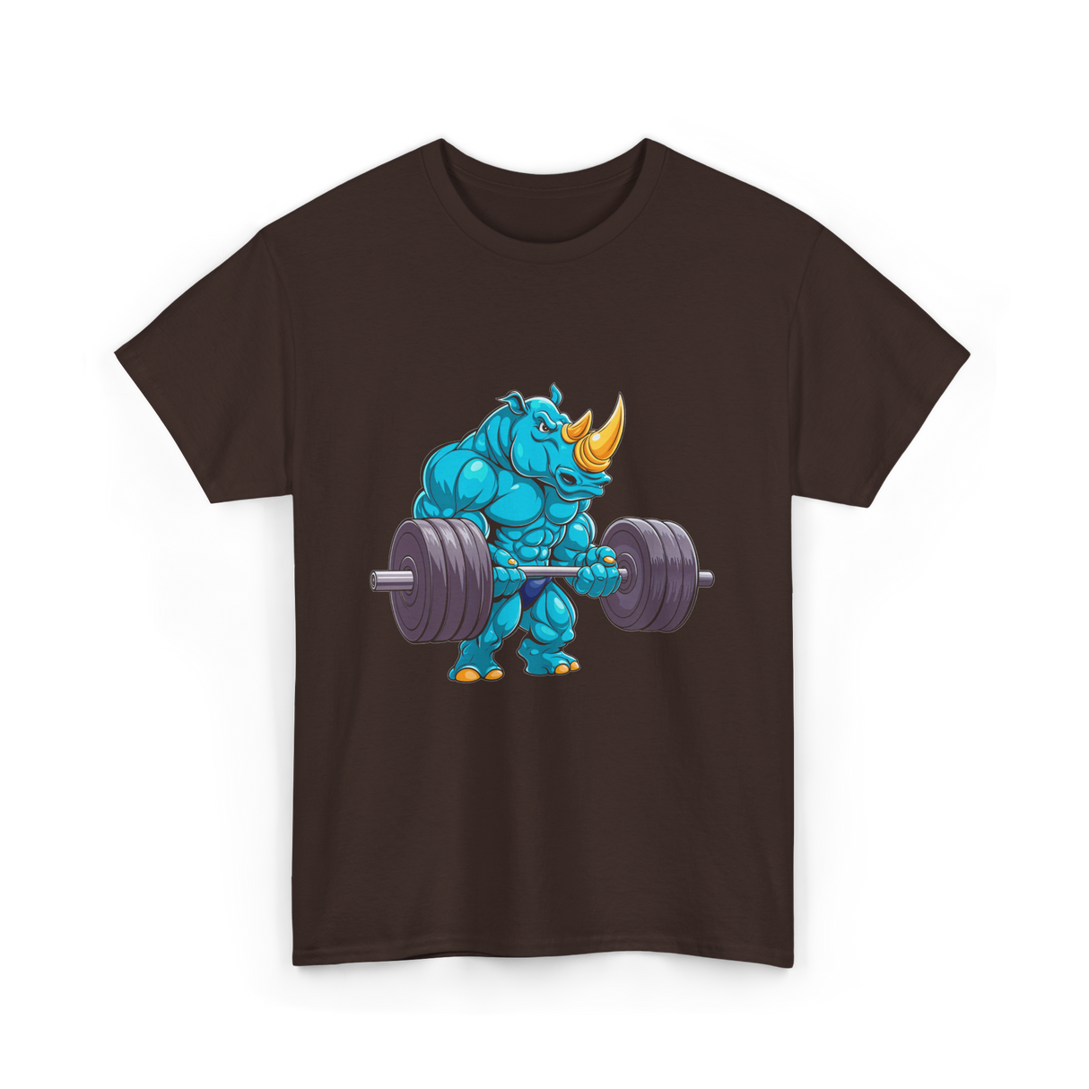 Rhinoceros Powerlifting Rhino Weightlifting T-Shirt - Dark Chocolate