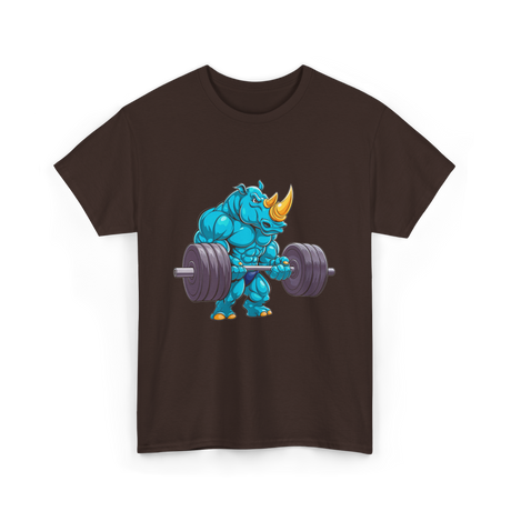 Rhinoceros Powerlifting Rhino Weightlifting T-Shirt - Dark Chocolate