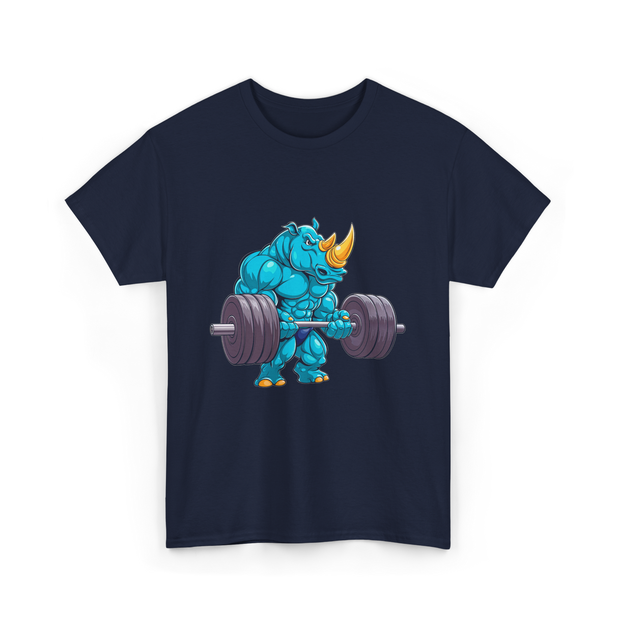 Rhinoceros Powerlifting Rhino Weightlifting T-Shirt - Navy