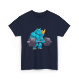 Rhinoceros Powerlifting Rhino Weightlifting T-Shirt - Navy