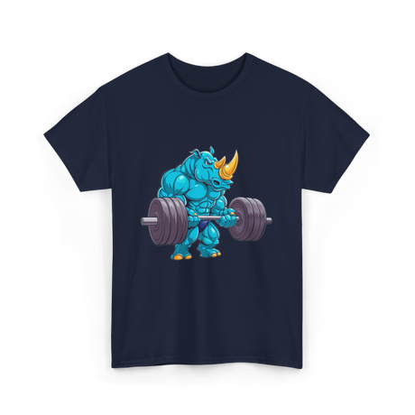 Rhinoceros Powerlifting Rhino Weightlifting T-Shirt - Navy