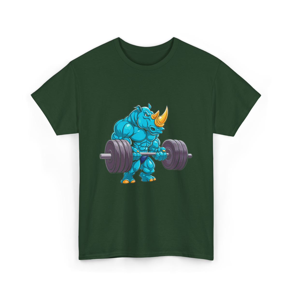 Rhinoceros Powerlifting Rhino Weightlifting T-Shirt - Forest Green