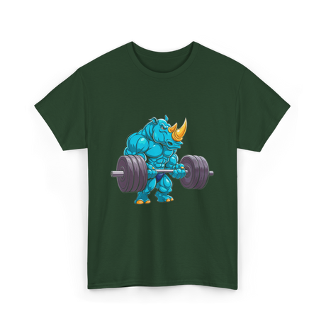 Rhinoceros Powerlifting Rhino Weightlifting T-Shirt - Forest Green