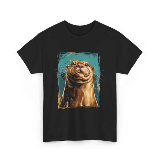 River Otter Cute Otter Animal T-Shirt - Black