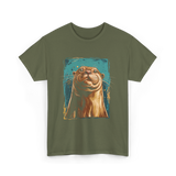 River Otter Cute Otter Animal T-Shirt - Military Green