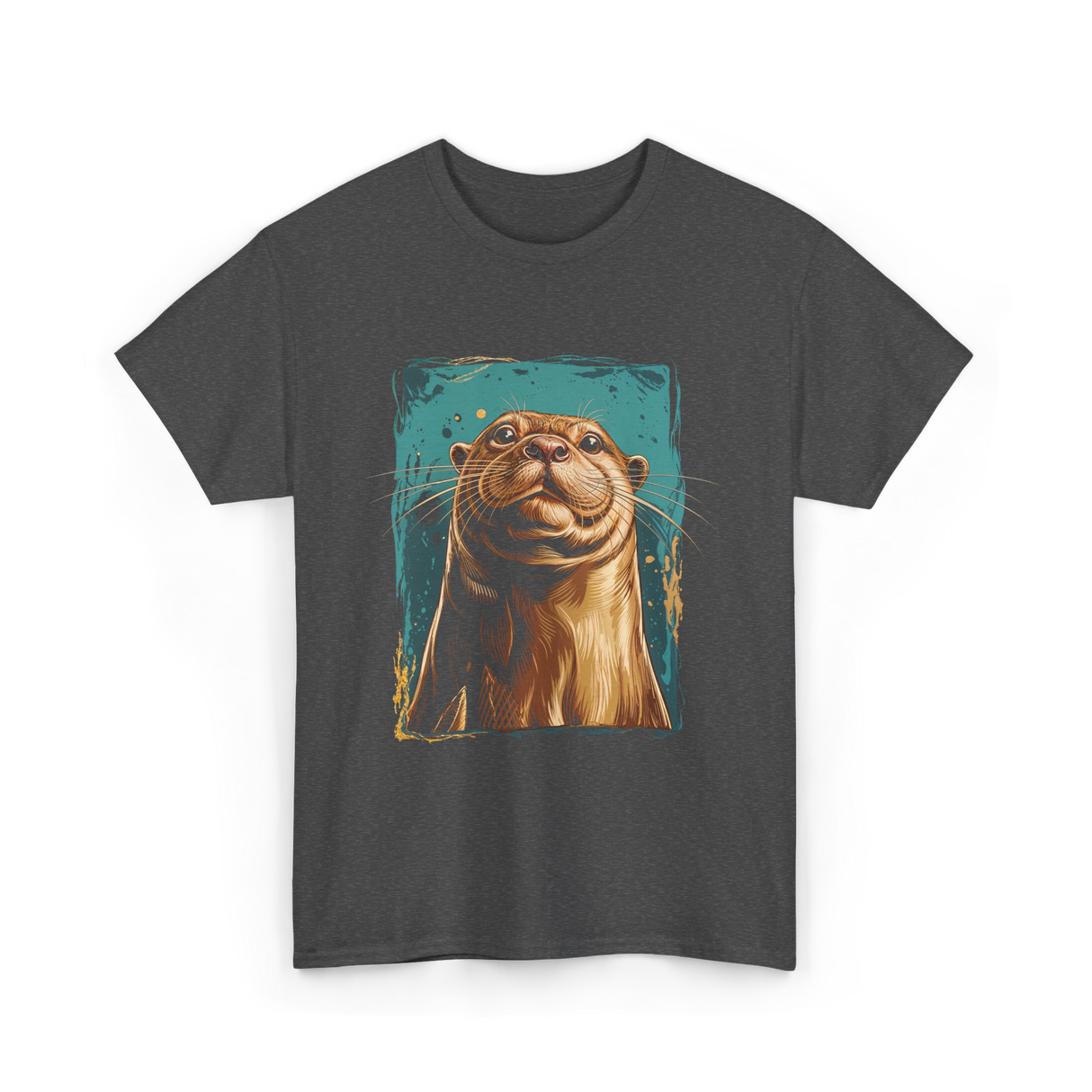 River Otter Cute Otter Animal T-Shirt - Dark Heather