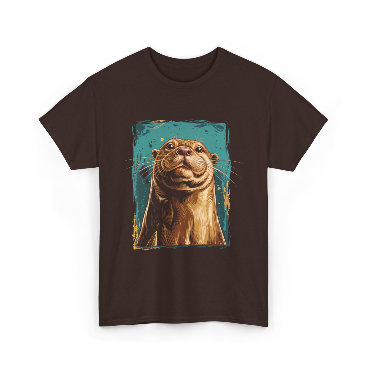 River Otter Cute Otter Animal T-Shirt - Dark Chocolate