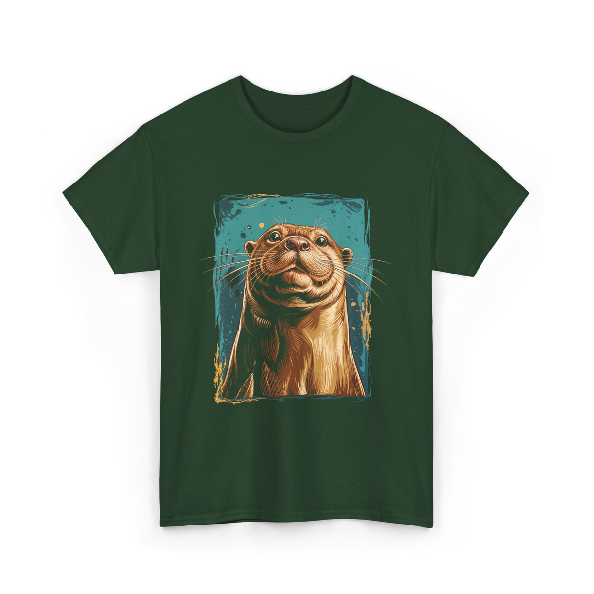 River Otter Cute Otter Animal T-Shirt - Forest Green