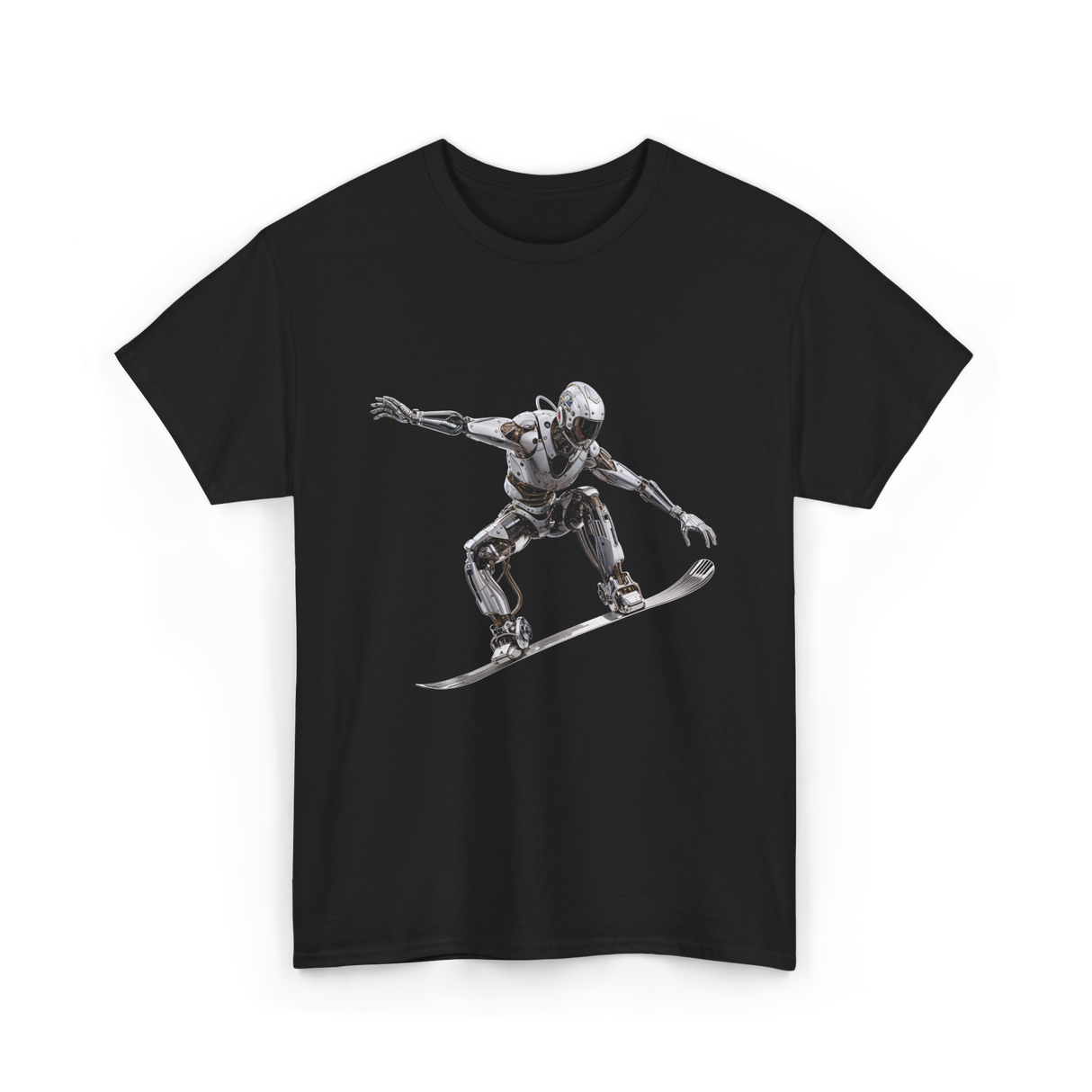 Robot Snowboarder Snowboarding Robot T-Shirt - Black