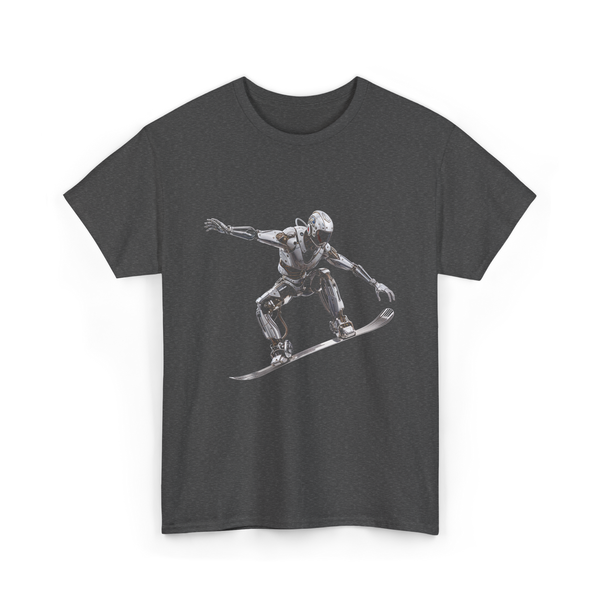 Robot Snowboarder Snowboarding Robot T-Shirt - Dark Heather