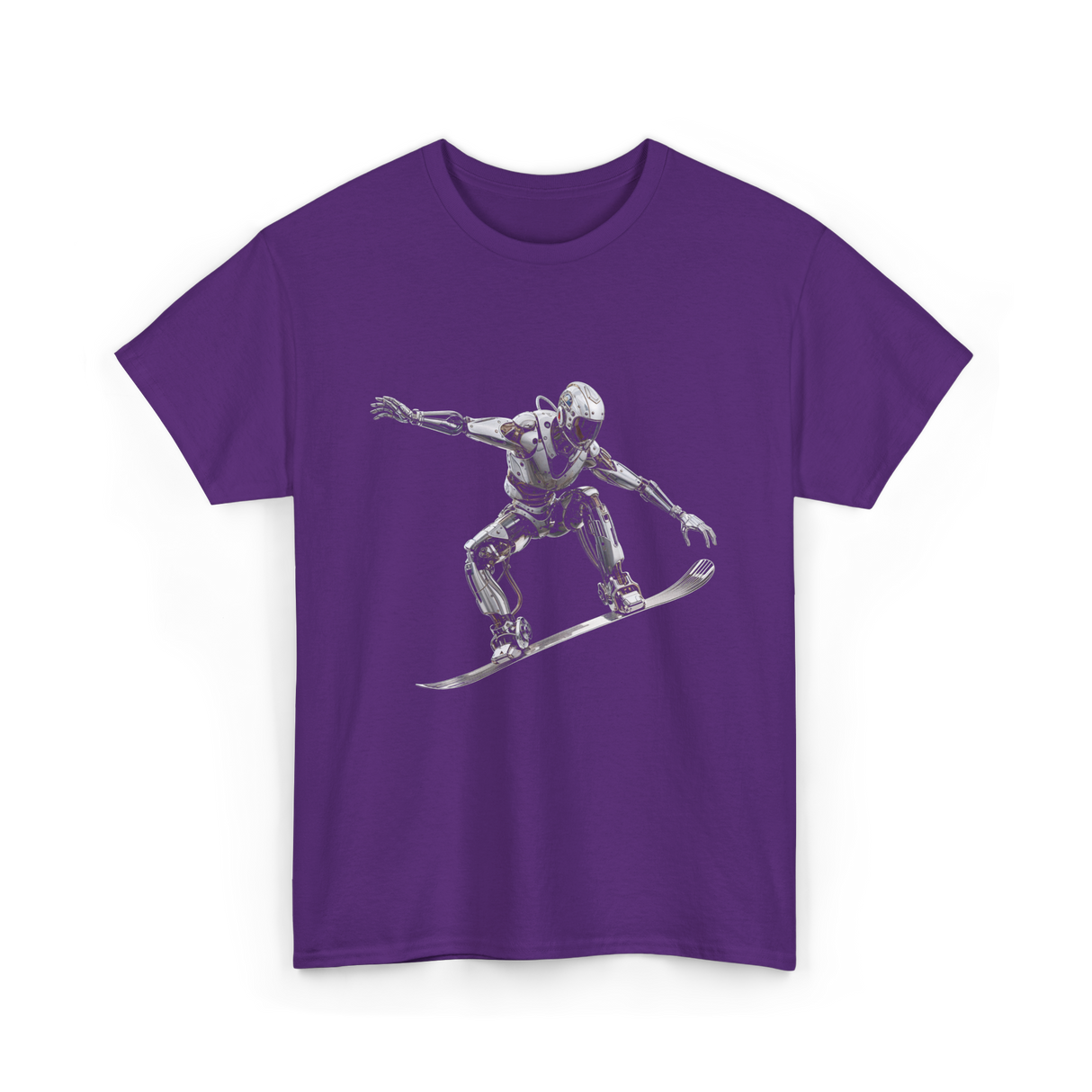 Robot Snowboarder Snowboarding Robot T-Shirt - Purple