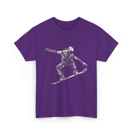 Robot Snowboarder Snowboarding Robot T-Shirt - Purple