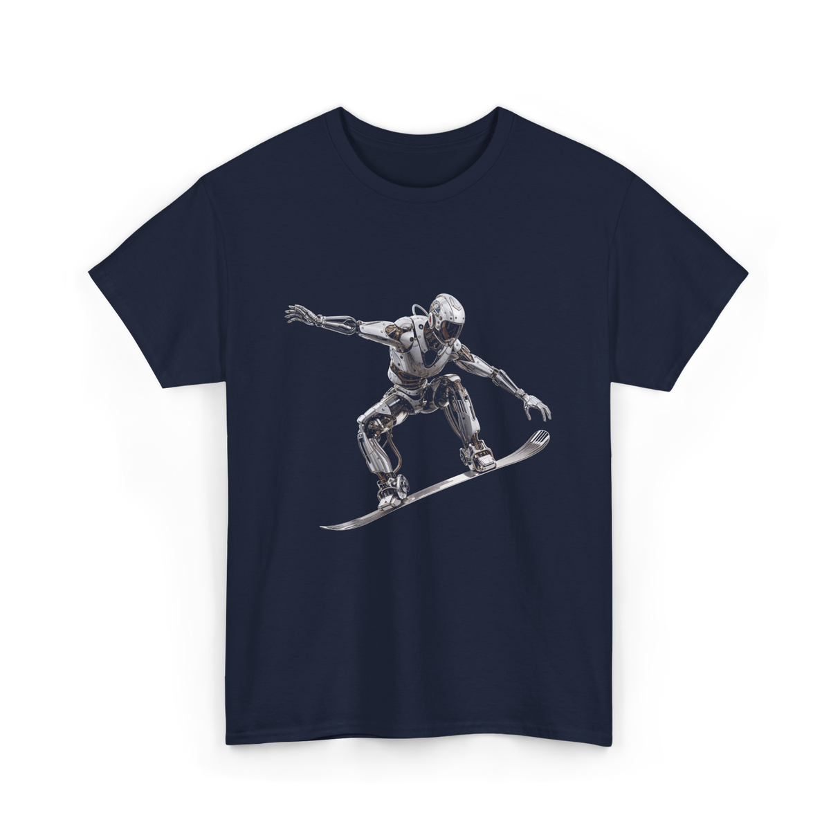 Robot Snowboarder Snowboarding Robot T-Shirt - Navy