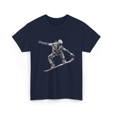 Robot Snowboarder Snowboarding Robot T-Shirt - Navy