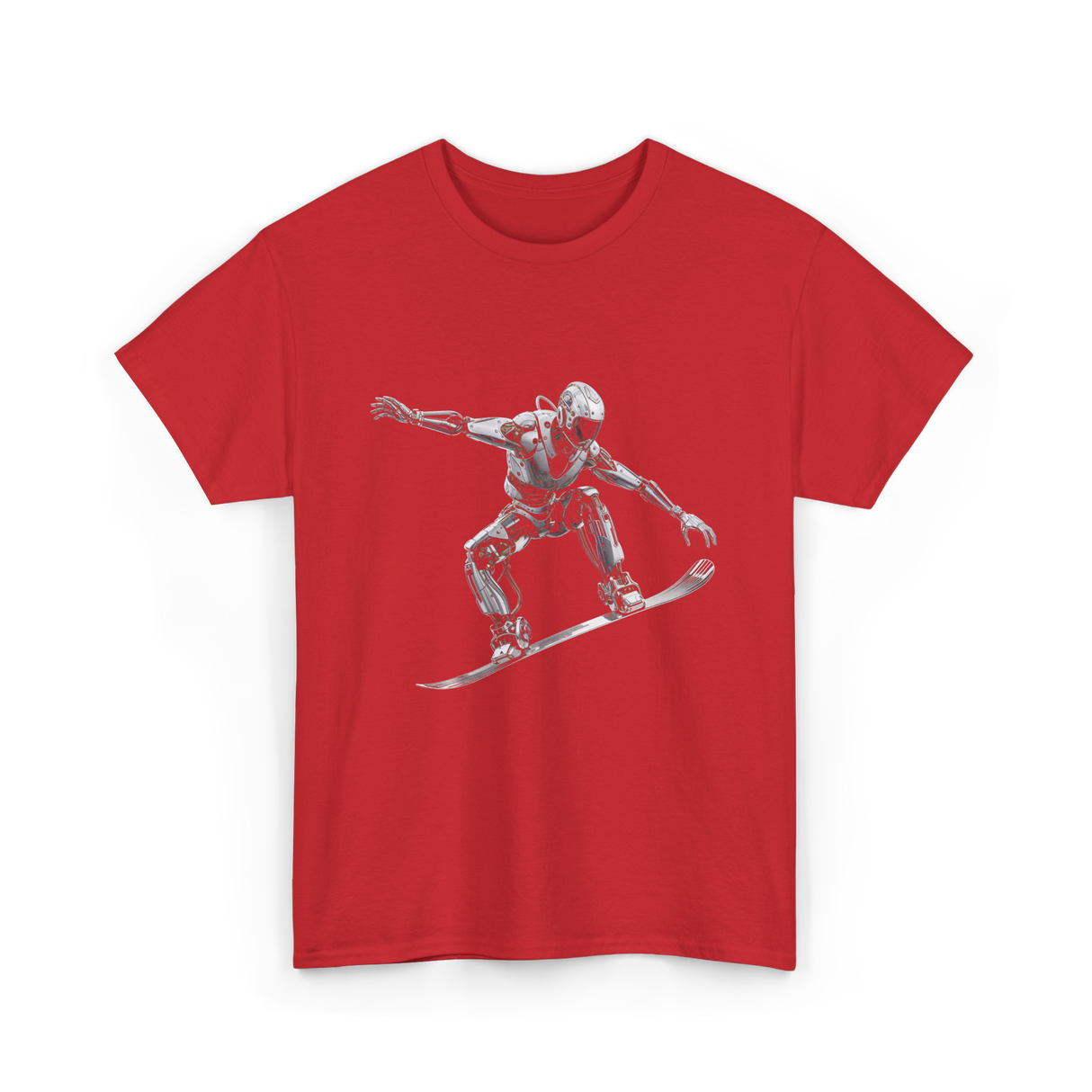 Robot Snowboarder Snowboarding Robot T-Shirt - Red