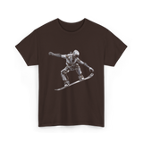 Robot Snowboarder Snowboarding Robot T-Shirt - Dark Chocolate