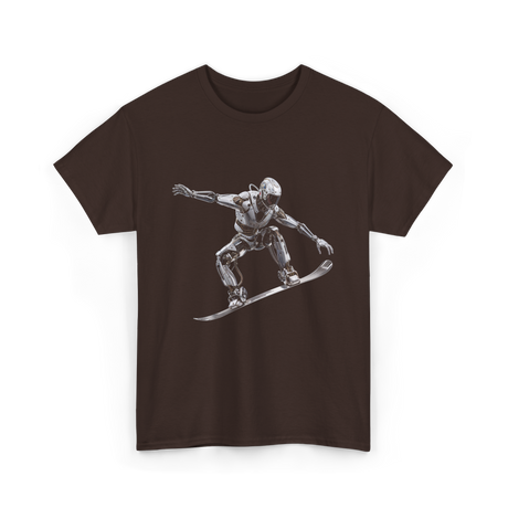 Robot Snowboarder Snowboarding Robot T-Shirt - Dark Chocolate