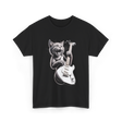 Rock Cat Playing Guitar Cat T-Shirt - Black