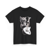 Rock Cat Playing Guitar Cat T-Shirt - Black