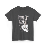 Rock Cat Playing Guitar Cat T-Shirt - Dark Heather