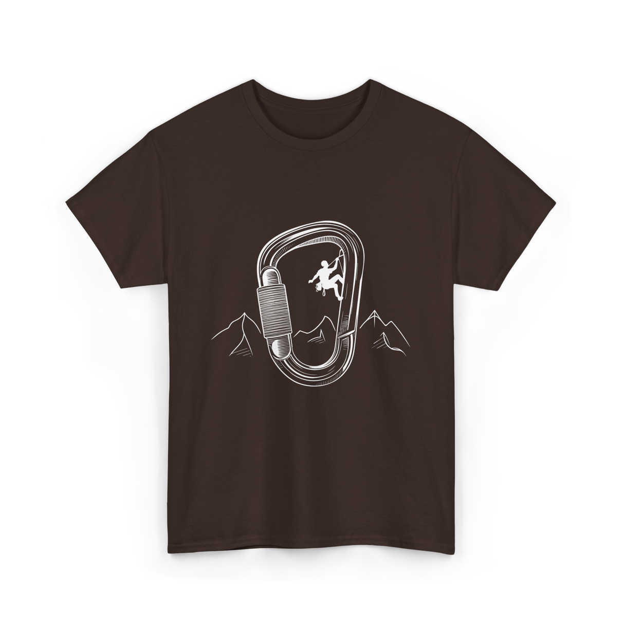 Rock Climbing Carabiner Climber T-Shirt - Dark Chocolate