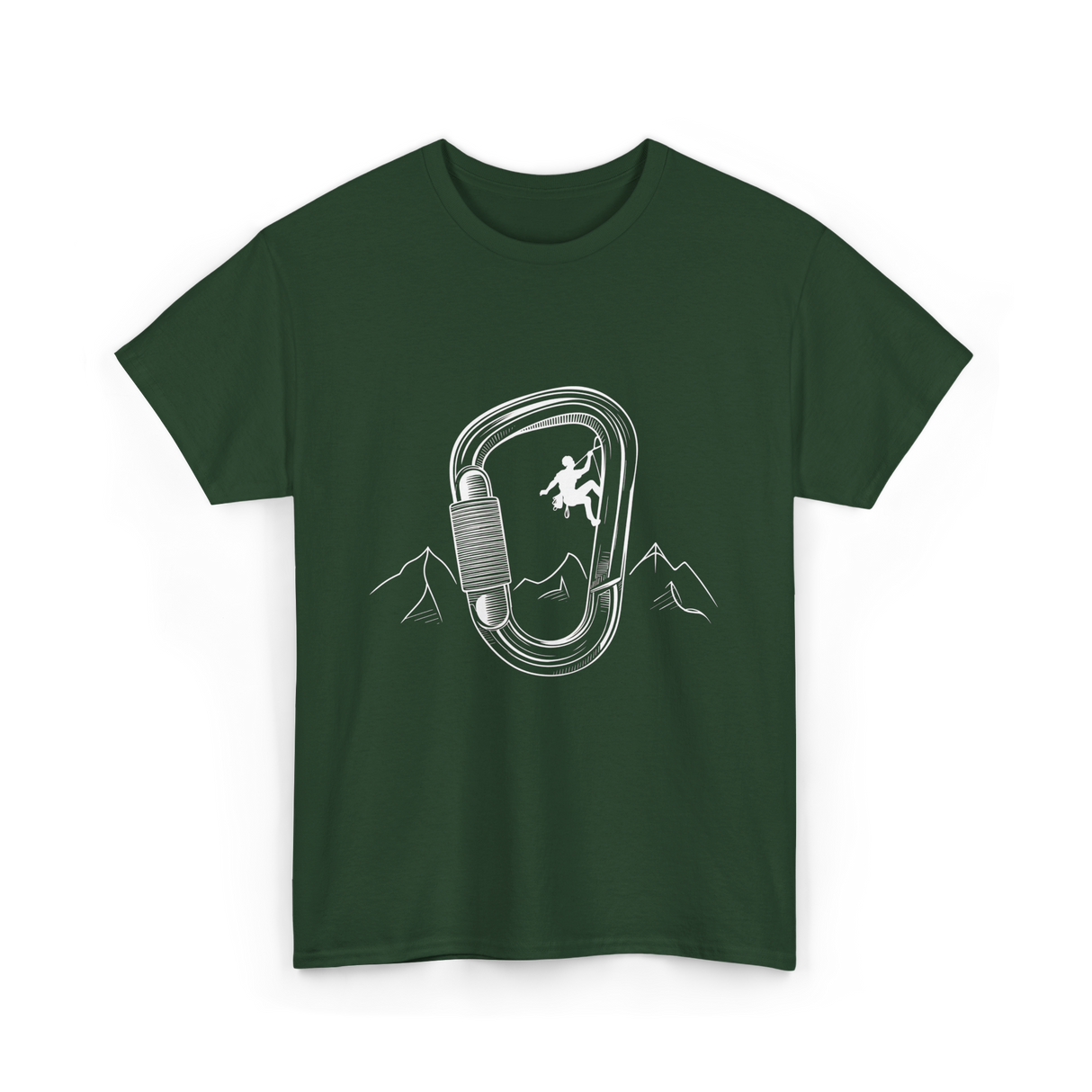 Rock Climbing Carabiner Climber T-Shirt - Forest Green