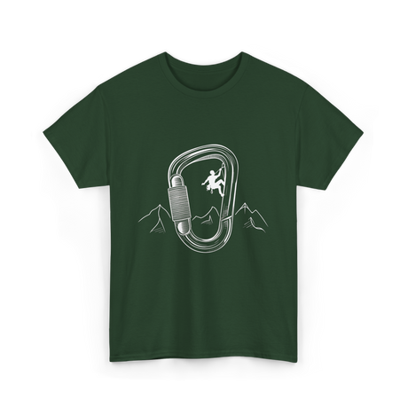 Rock Climbing Carabiner Climber T-Shirt - Forest Green