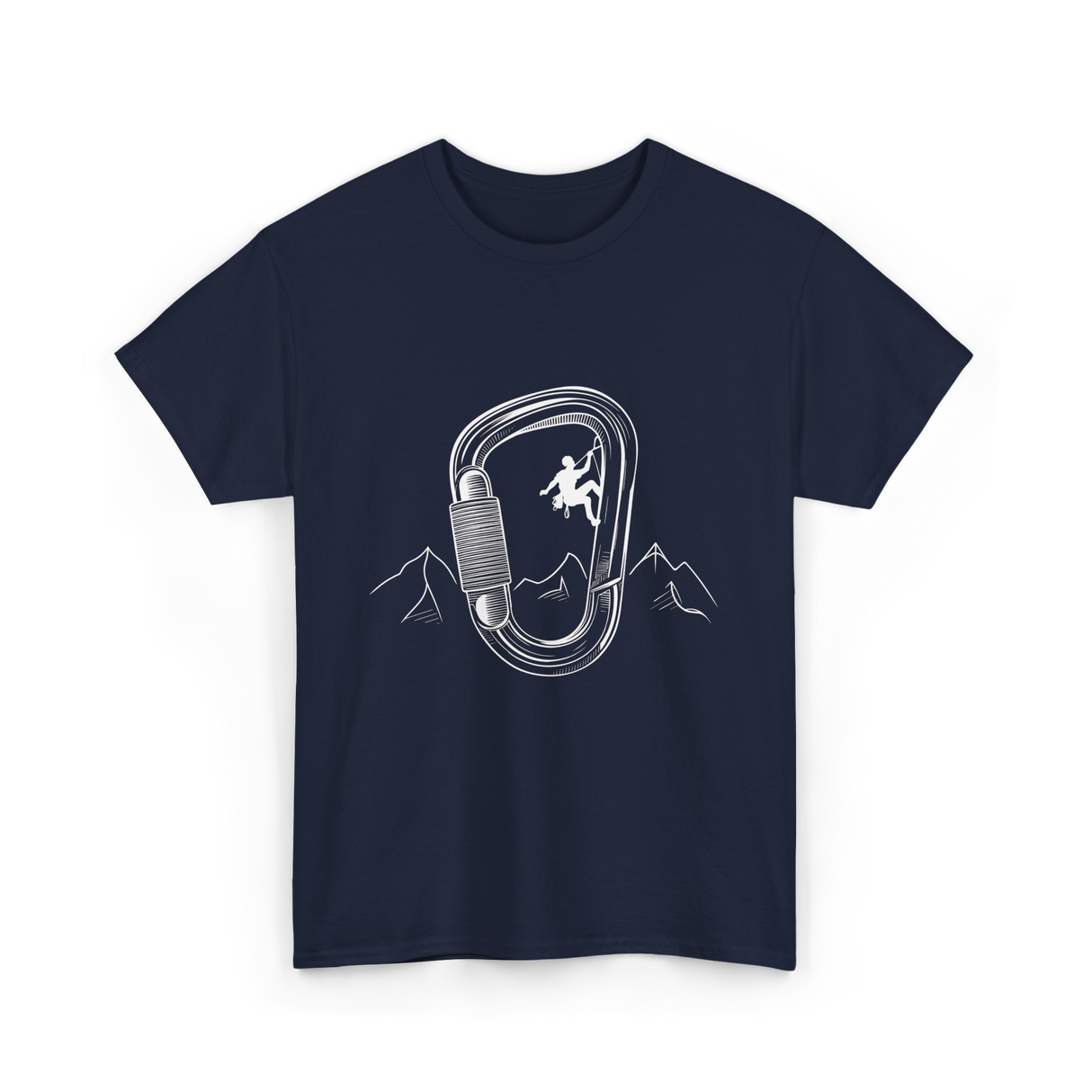 Rock Climbing Carabiner Climber T-Shirt - Navy