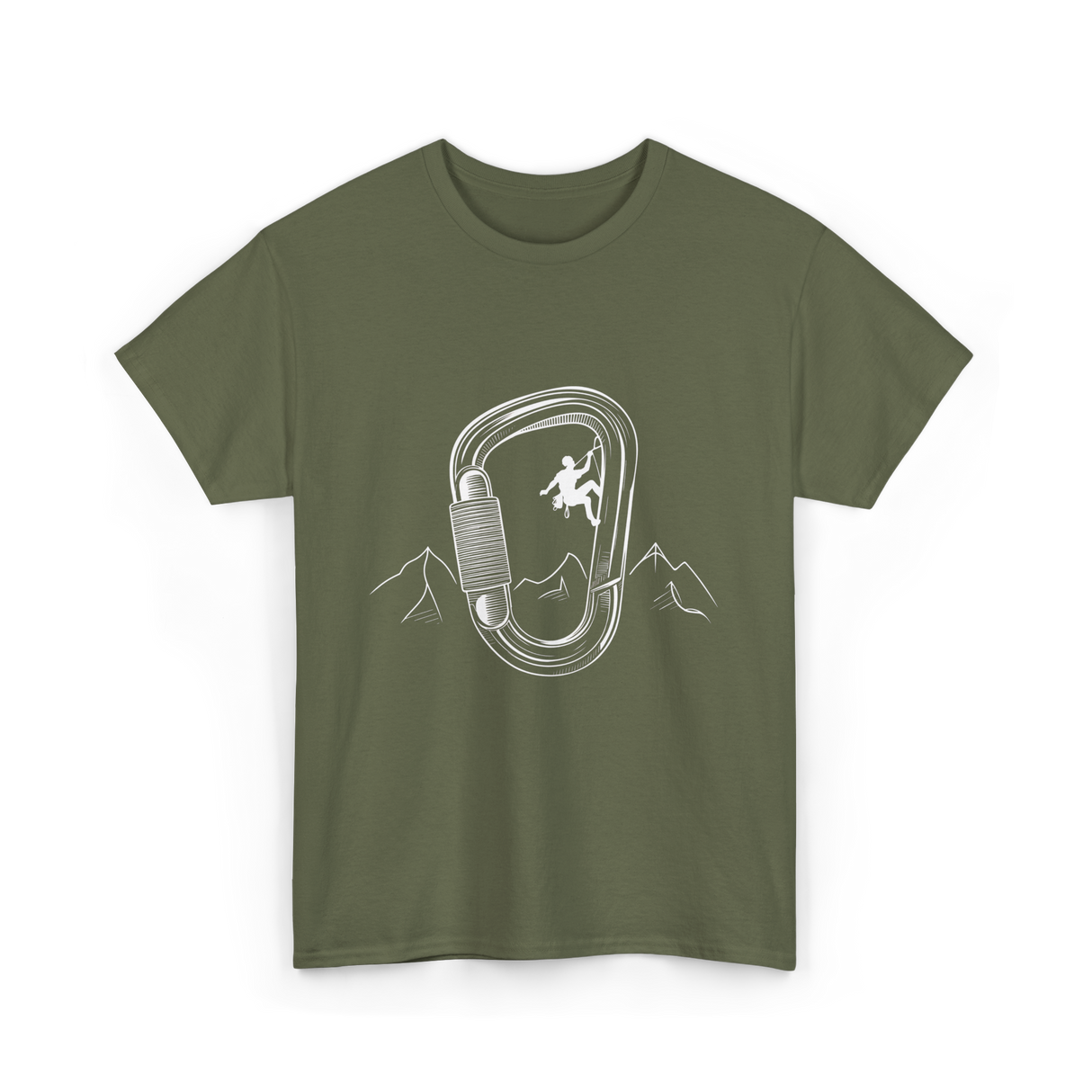 Rock Climbing Carabiner Climber T-Shirt - Military Green