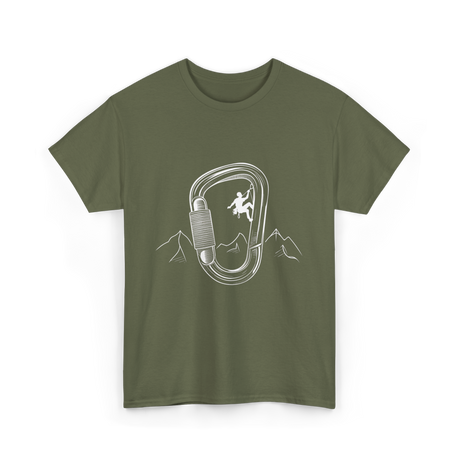 Rock Climbing Carabiner Climber T-Shirt - Military Green