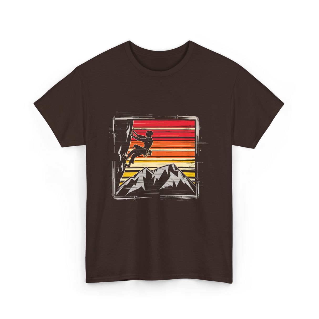 Rock Climbing Retro Adventure T-Shirt - Dark Chocolate