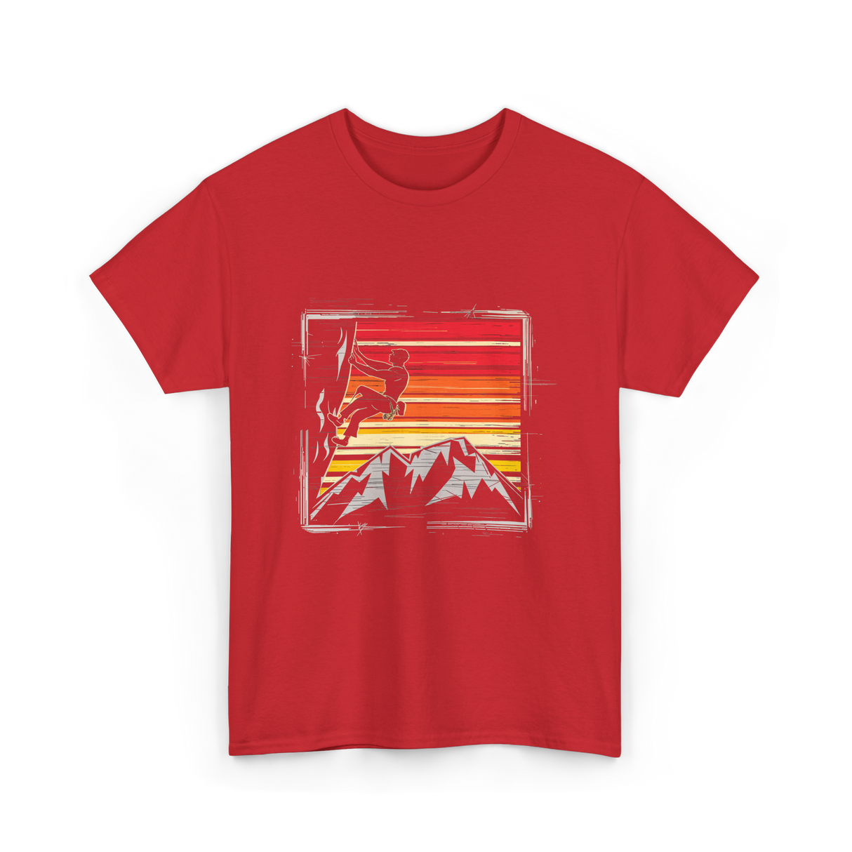 Rock Climbing Retro Adventure T-Shirt - Red