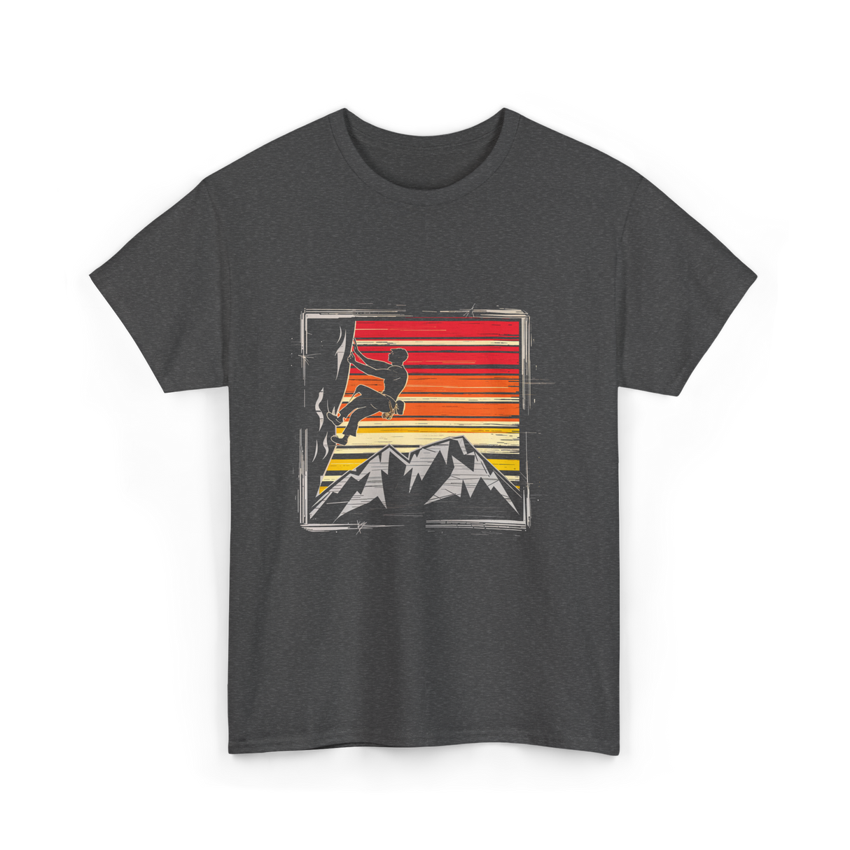 Rock Climbing Retro Adventure T-Shirt - Dark Heather